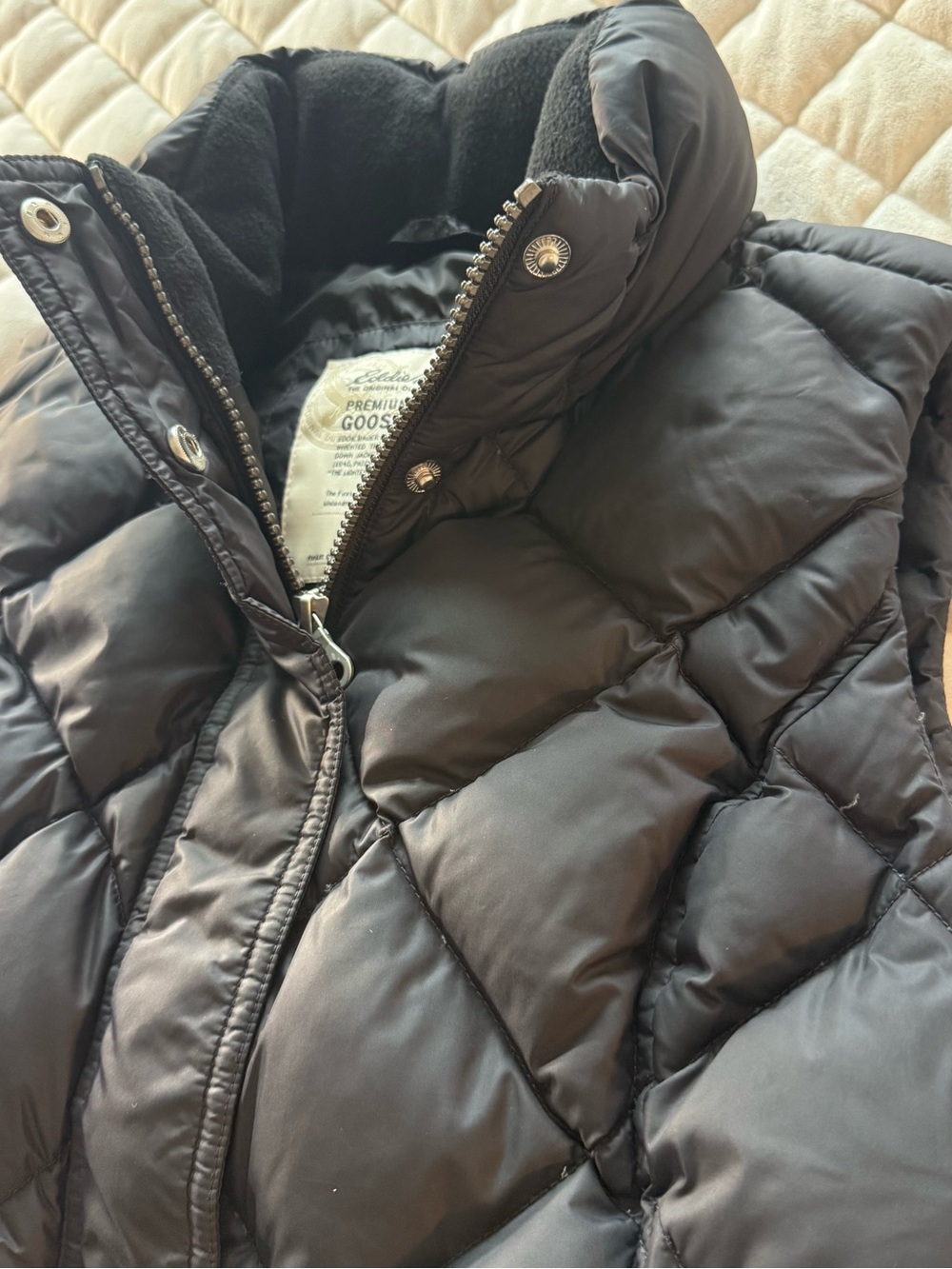 Eddie Bauer Premium Goose Down Puffer Vest Black Size M 700 Fill Quilted